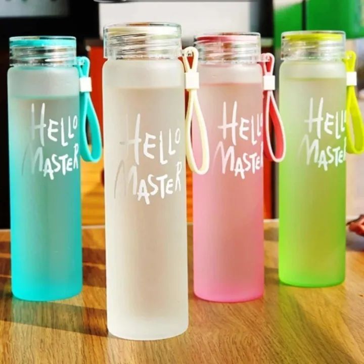 💧 Hello Master Water Bottle – Frosted Glass Style Bottle 🌈✨